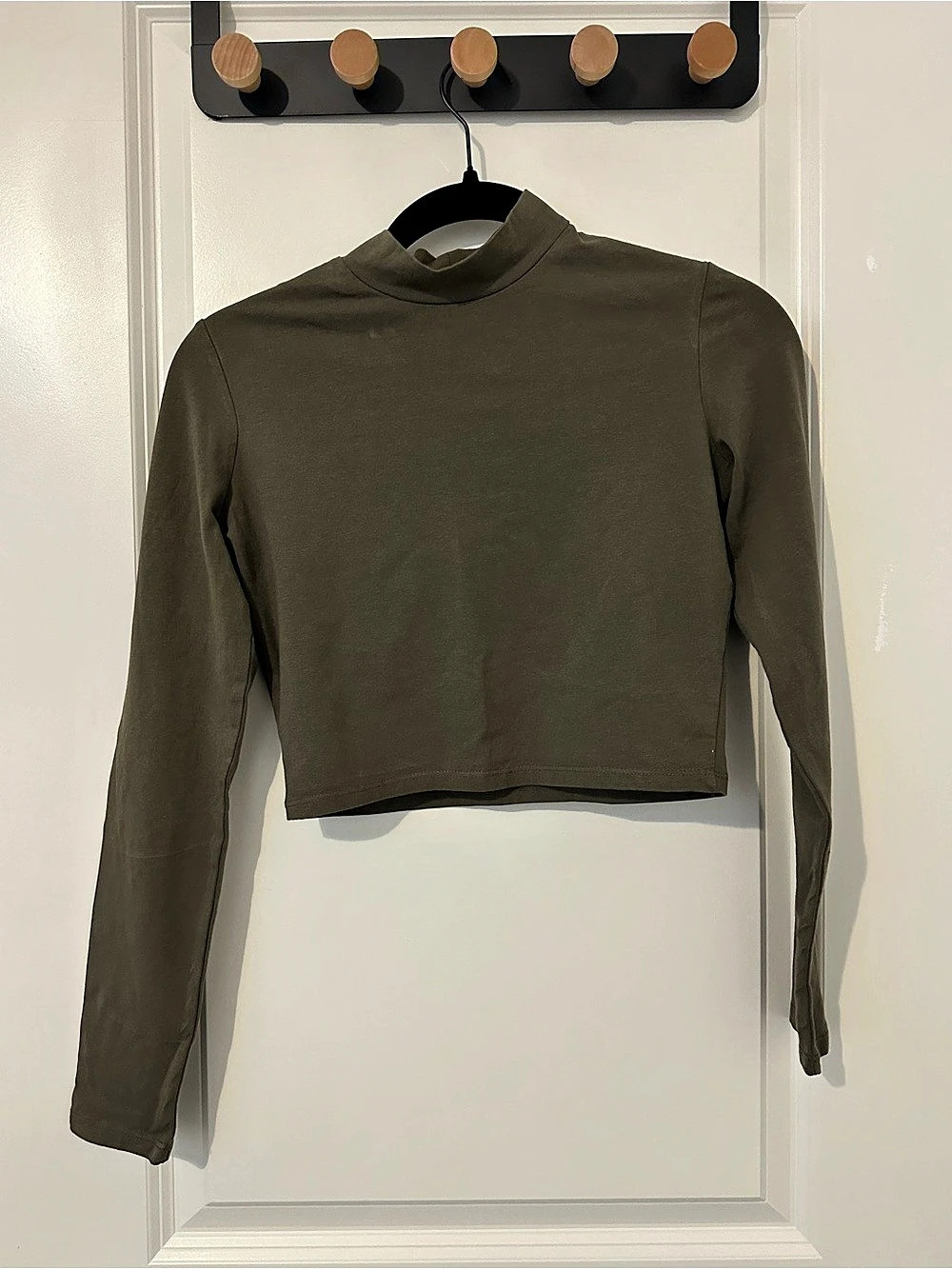 Zara Olive Green Crop Mock neck long sleeve